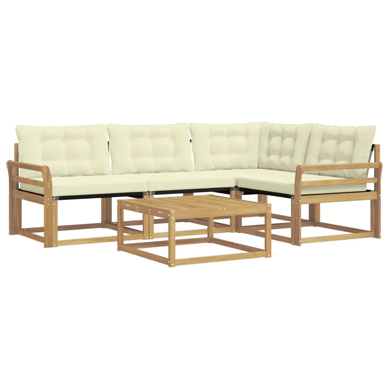 vidaXL Outdoor-Sofagarnitur 5 Stk Weiß und Creme 79 x 79 x 37 cm 3388660