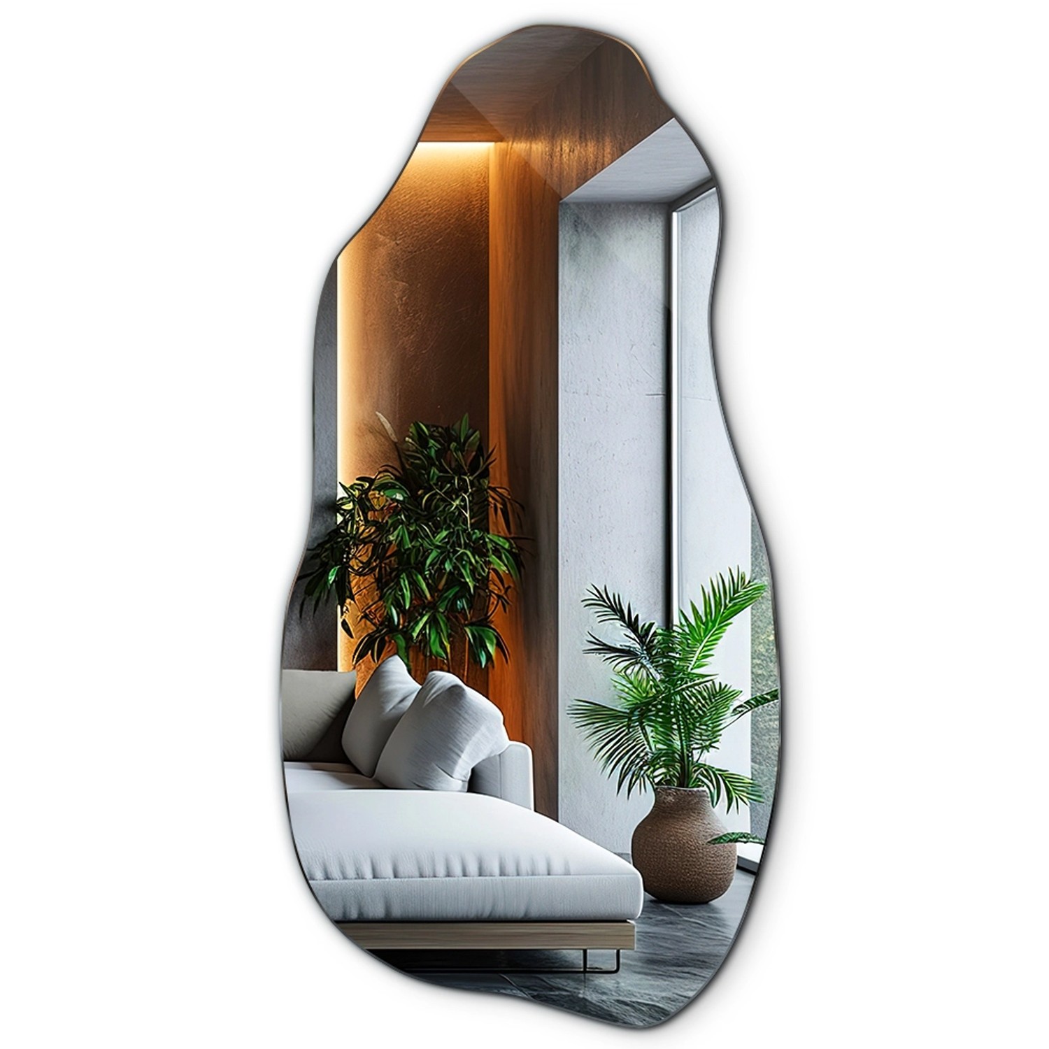 Tulup Spiegel 40 x 80 cm Organische Form Asymmetrischer Wandspiegel Hals-Sp günstig online kaufen