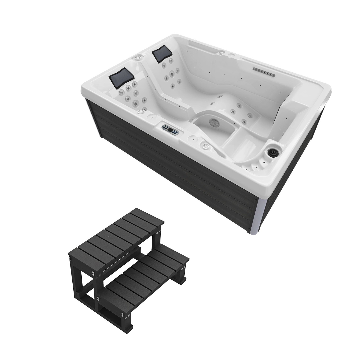 Tronitechnik Outdoor Whirlpool Spa Elba Aussen Weiss 210Cm X 150Cm Mit Heizung Hydromassage Bluetooth Inkl Treppe