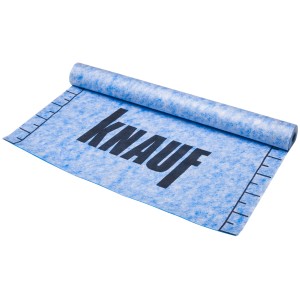 Knauf Abdichtungs- und Entkopplungsbahn, 1 m x 5 m Rolle, blau mit Knauf Logo.