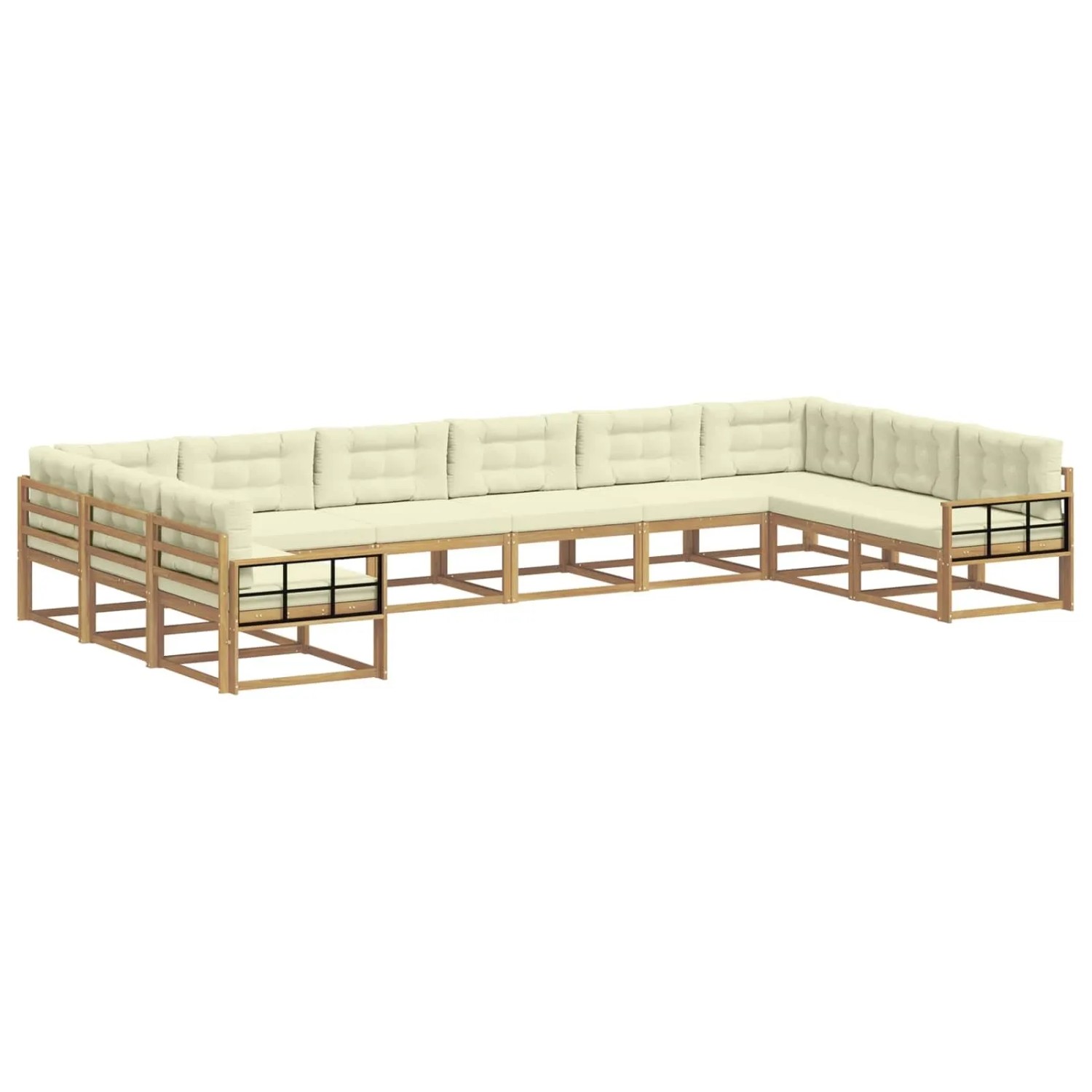 vidaXL Outdoor-Sofagarnitur mit Kissen 10-Tlg Weiß und Creme 3387114