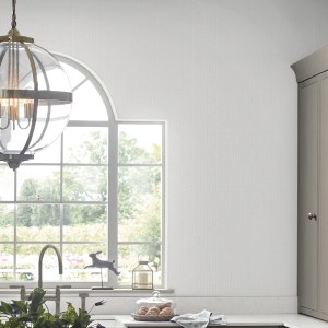 Laura Ashley Vliestapete Canvas Paintable im Raum, weiße, gewebte Struktur für individuelle Farbgestaltung.