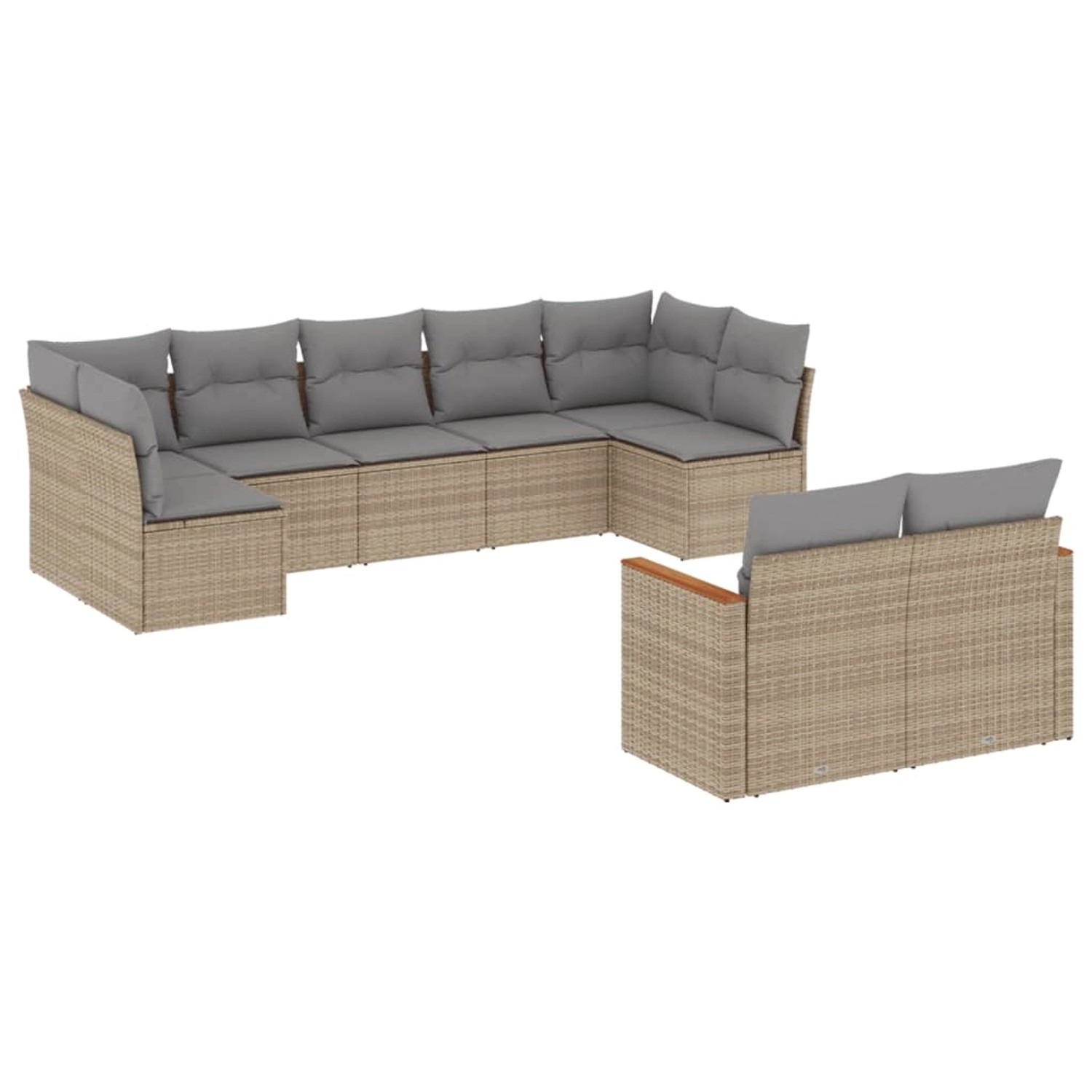vidaXL 9-Tlg Garten-Sofagarnitur mit Kissen Beige Poly Rattan 3226290 günstig online kaufen