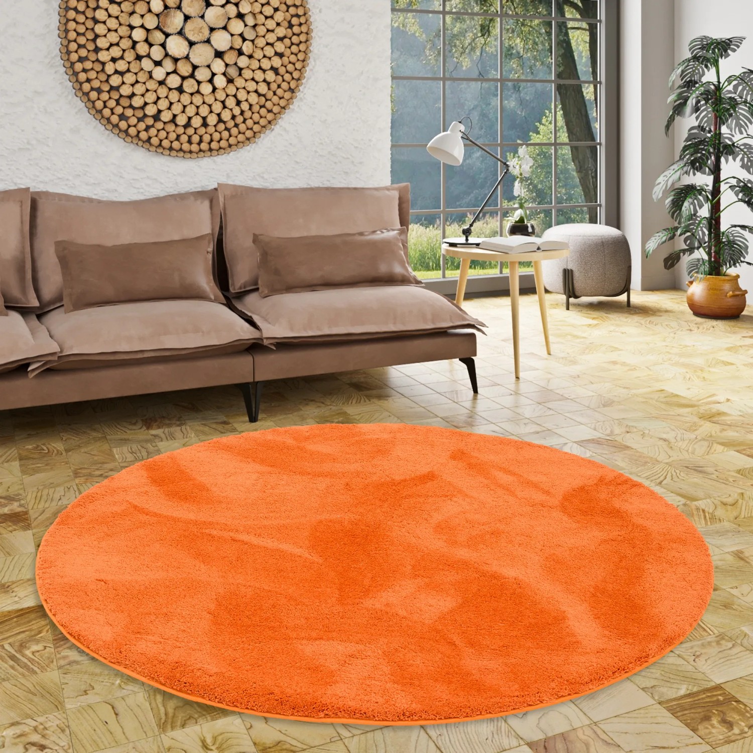 Pergamon Runder Teppich Hochflor Weich Orange 160 x 160 cm kaufen bei OBI