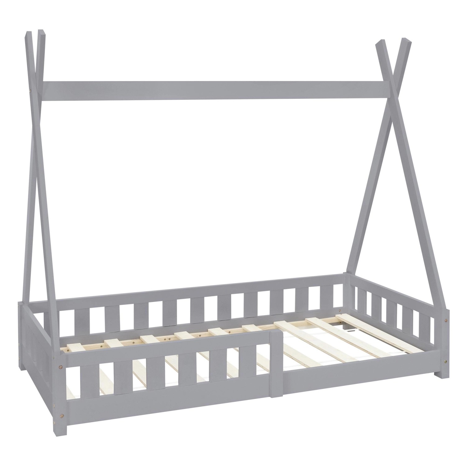 ML-Design Kinderbett Tipi 80x160 cm Hellgrau Rausfallschutz Lattenrost