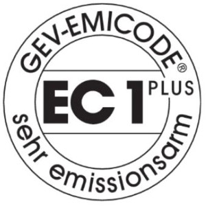 Emissionsarmes Parkettklebstoff-Zertifikat: EMICODE EC1 Plus Siegel.