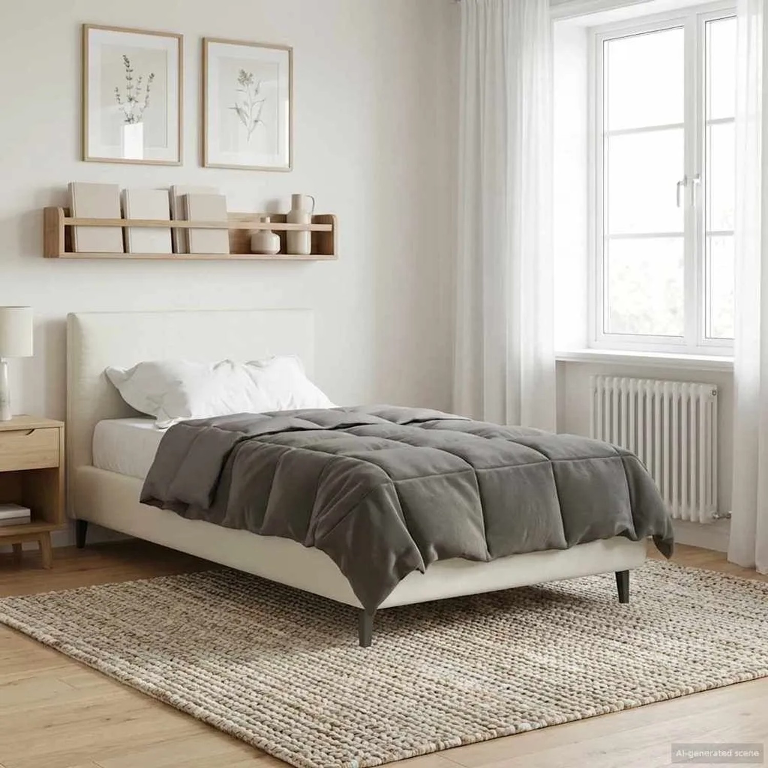 vidaXL Sommerdecke Gepolstert Hellgrau 135 x 200 cm Mikrofaser 42025917_4