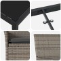 Detailansicht: vidaXL Garten Essgruppe, 7-tlg., grau, Poly Rattan, Tischplatte aus Glas, Stuhl mit Kissen.