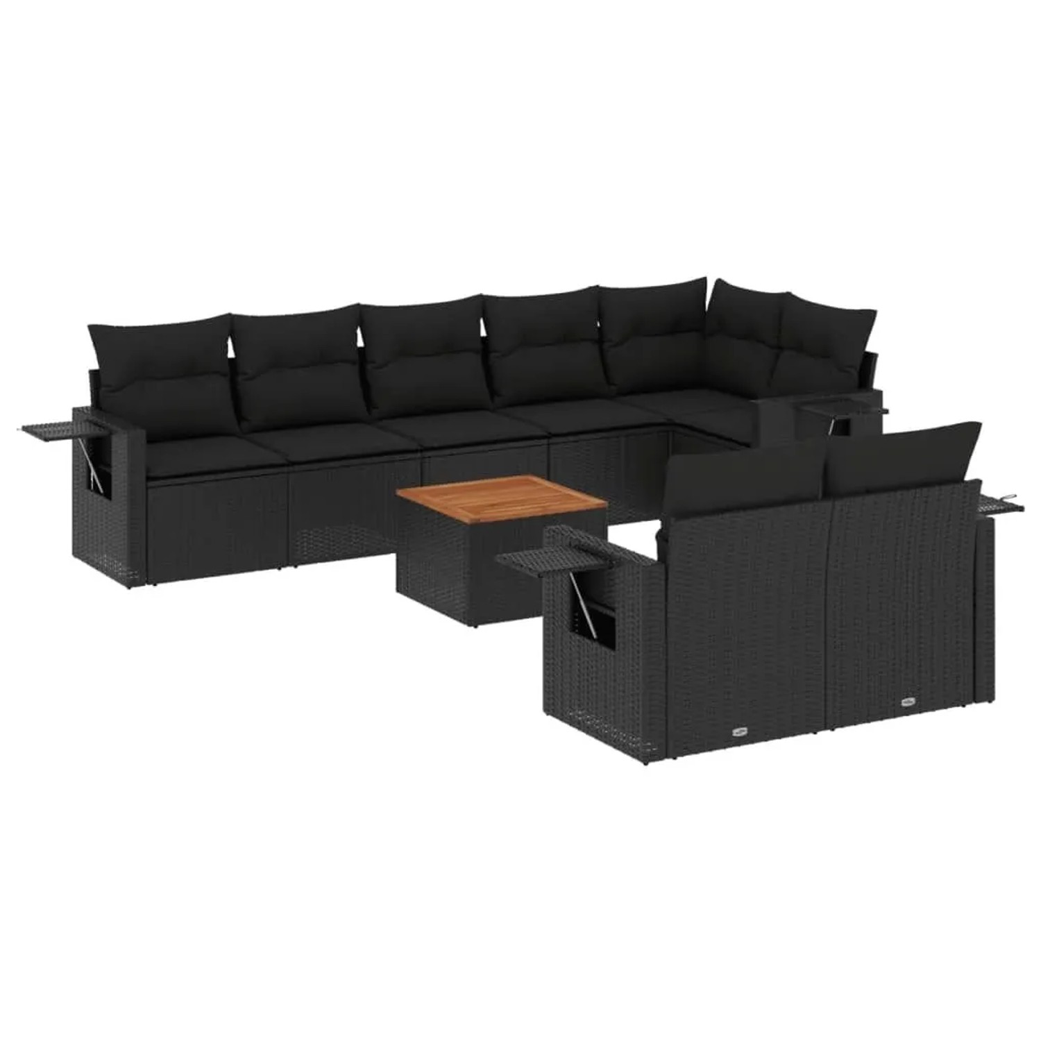 Thumbnail - vidaXL 9-Tlg Garten-Sofagarnitur mit Kissen Schwarz Poly Rattan 3224648