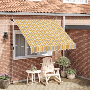 vidaXL Einziehbare Markise Handbetrieben 250 cm Gelb/Blau Gestreift 43227