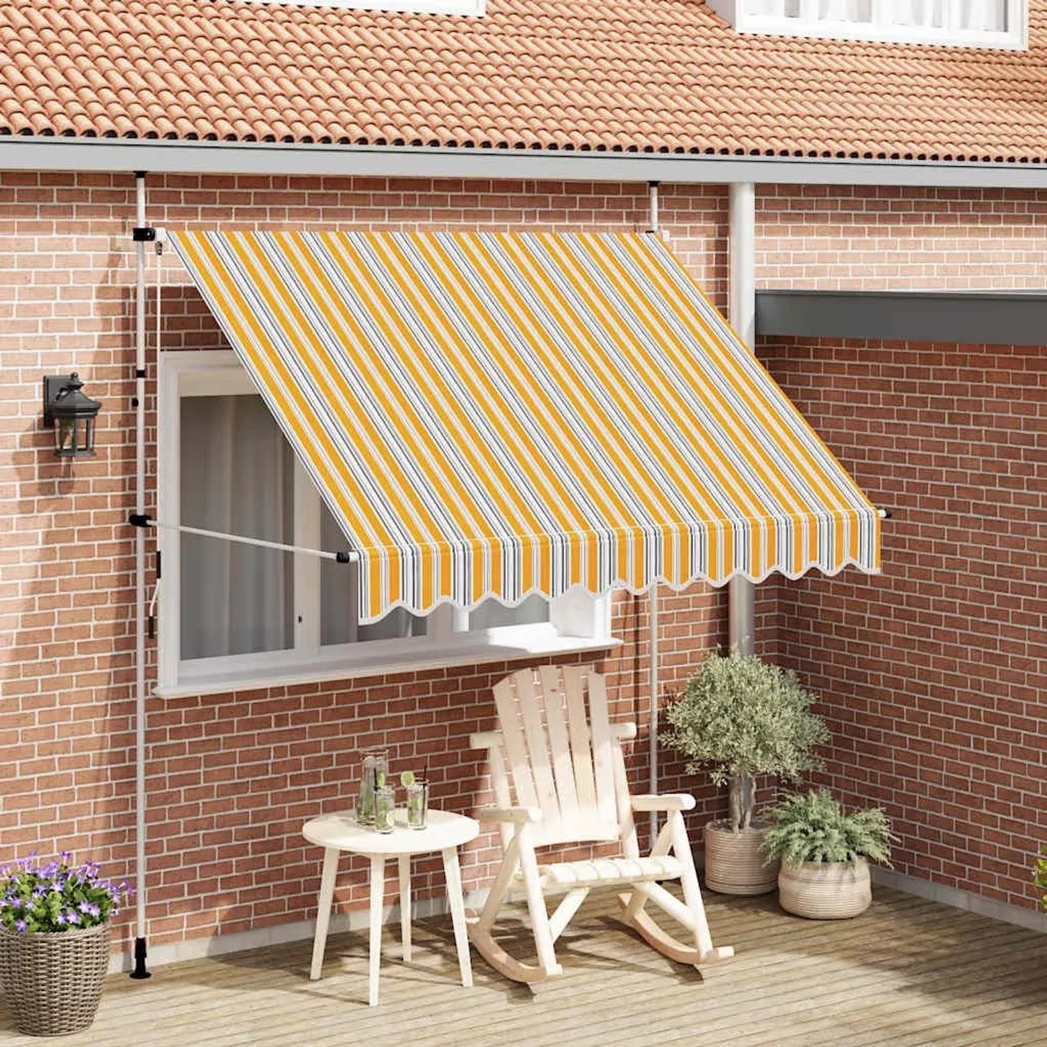 vidaXL Einziehbare Markise Handbetrieben 250 cm Gelb/Blau Gestreift 43227_2