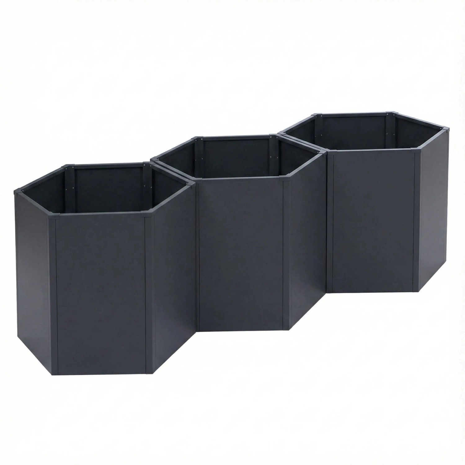 PROREGAL 3er-Set Hochbeet HxBxT 77x264x100cm Metallhochbeet Pflanzbeet Anthrazit Blumenkasten Pflanzkübel Stahl