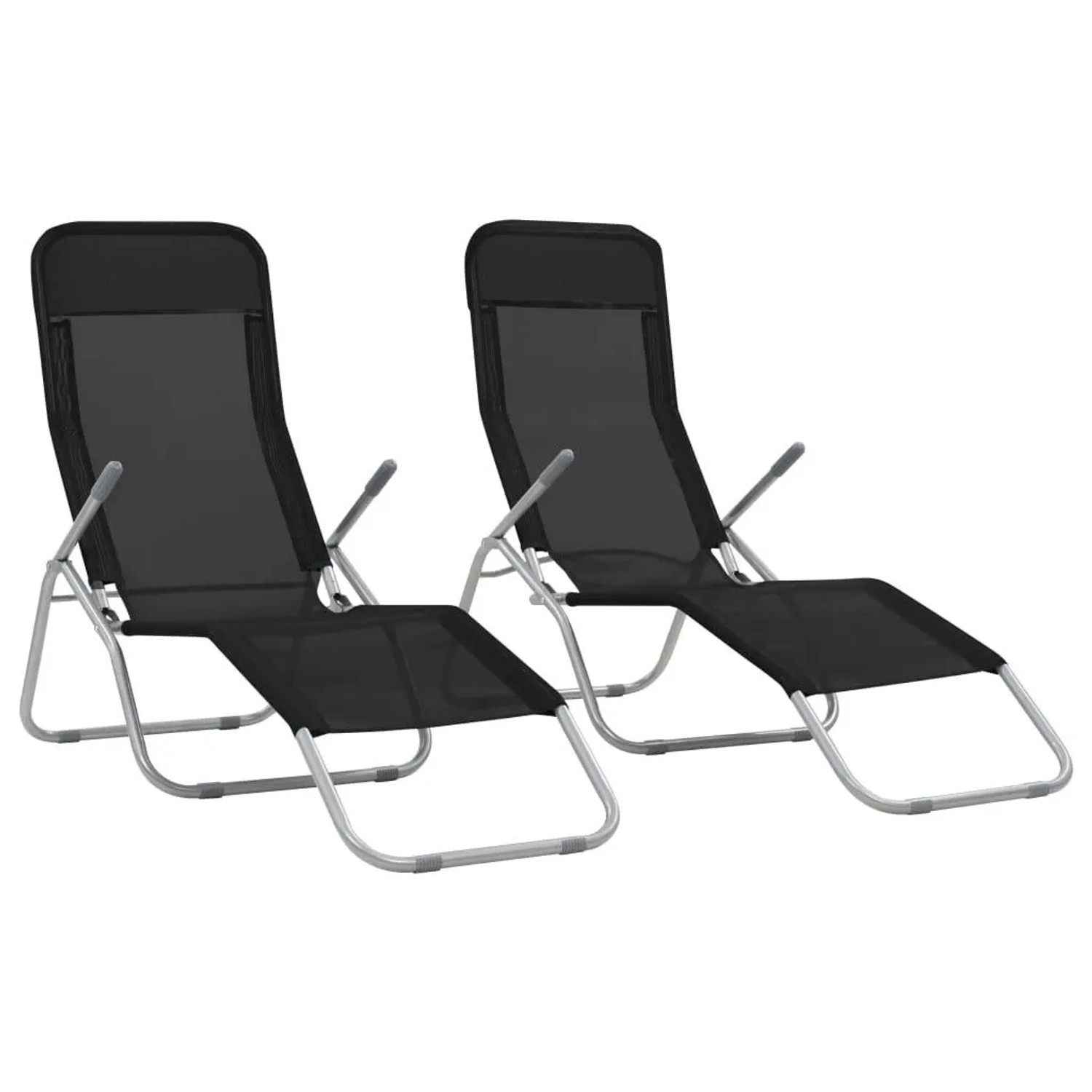Furnicato Klappliegen 2 Stk Textilene Schwarz