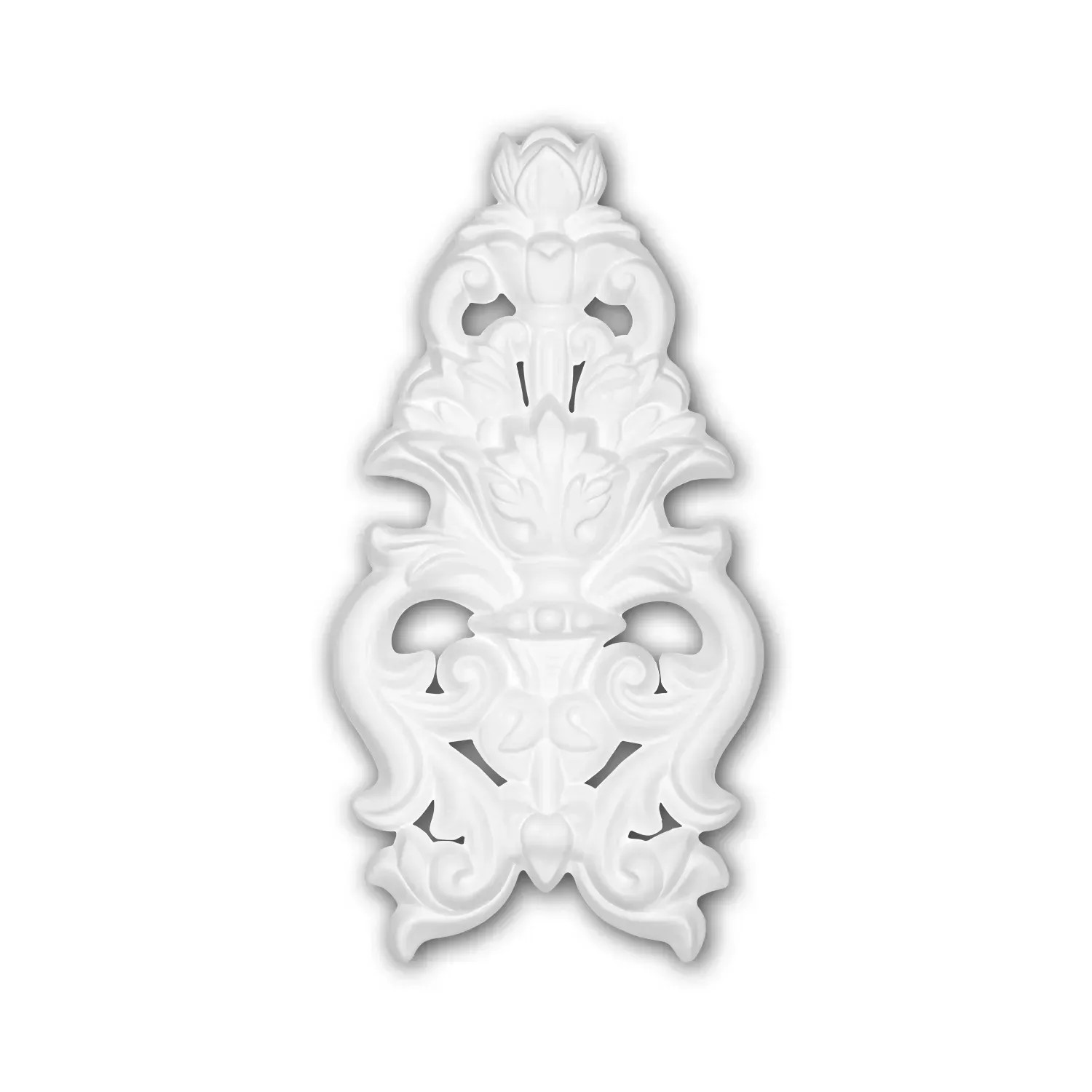 PROFHOME 160038 Zierelement dekoratives Element Stuckdekor aus Polyurethan 12,0 cm x 23,0 cm x 2,3 cm Weiß