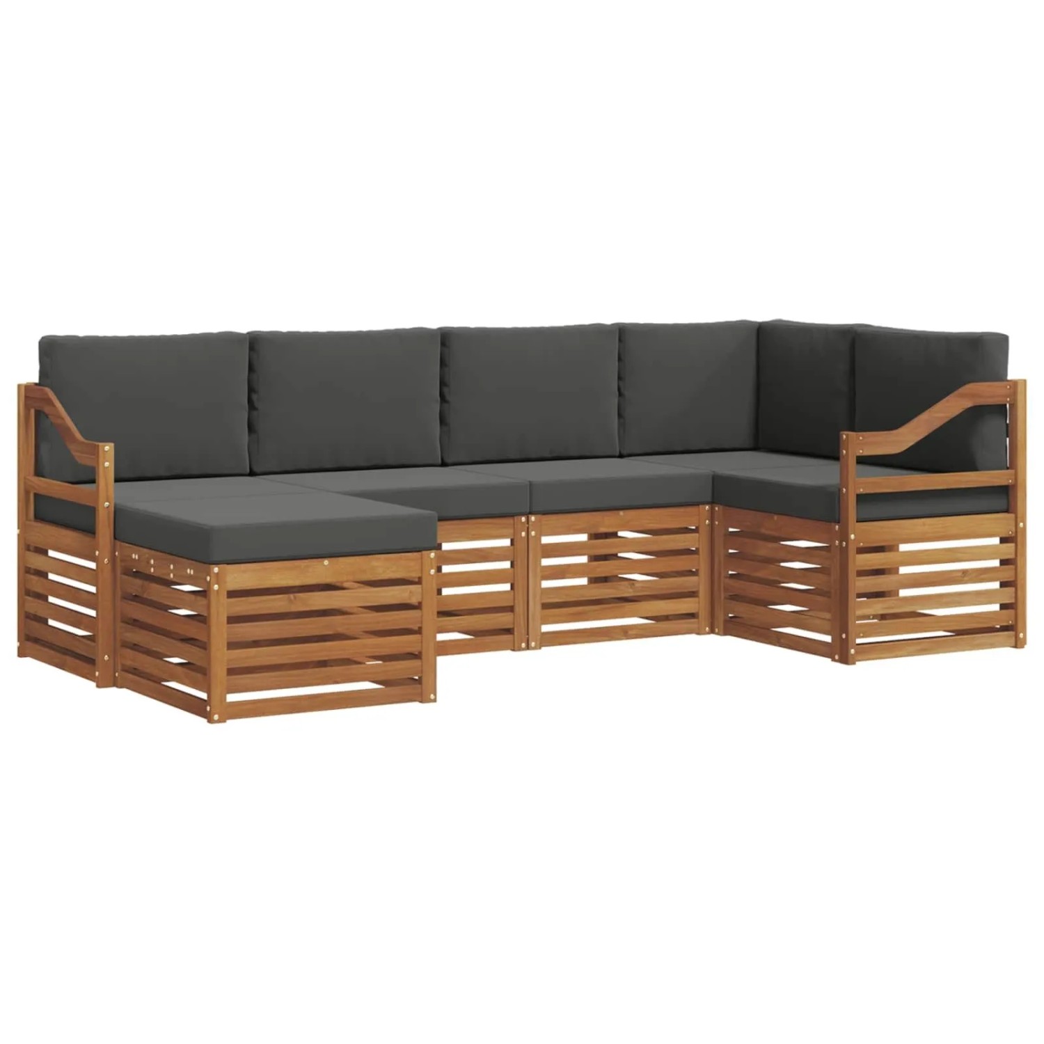 vidaXL Sofagarnituren 6 Tlg Natur und Anthrazit Massivholz Akazie 3375107