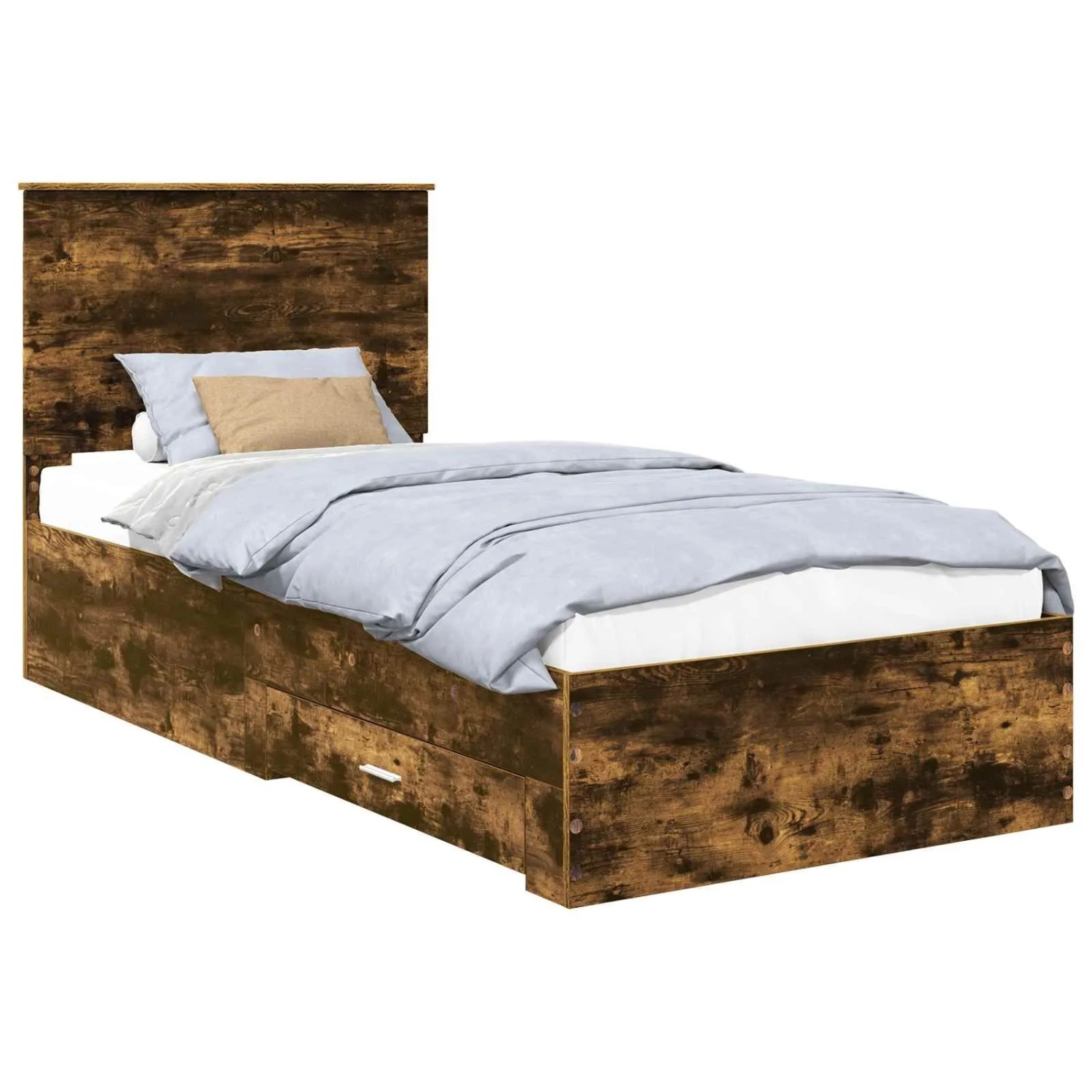 vidaXL Bettrahmen Räuchereiche 90 x 190 cm Holzwerkstoff 3409698