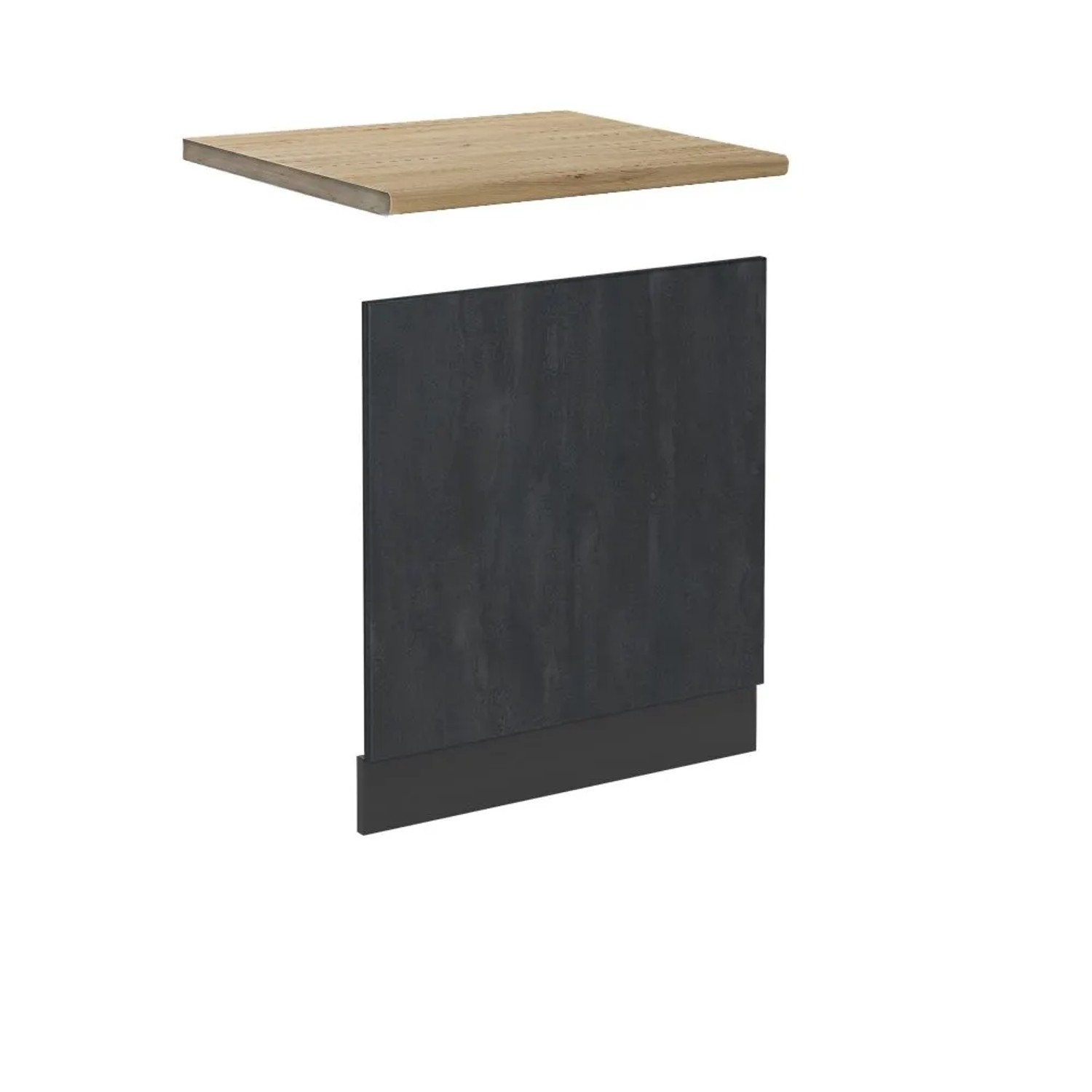 Vicco Frontblende R-Line Geschirrspüler Fronttür Schwarz Beton Anthrazit 60 cm AP Eiche
