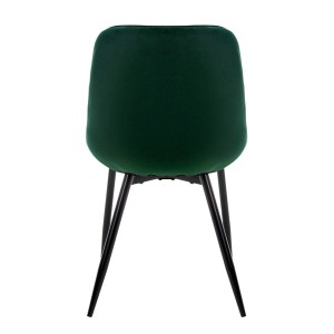 ML-Design Esszimmerstuhl 6er Set, dunkelgrün, Samt, schwarze Beine, Rückenansicht.