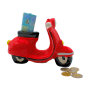 Dekohelden24 Sparfigur Führerschein Spardose Sparbüchse Spardose Rollerführerschein Sparschwein als Roller in Rot aus Keramik L/B/H 20 x 10 x 11 cm_2