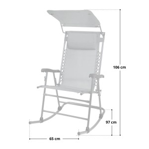 Svita Schaukelstuhl, faltbar, hellgrau, mit Sonnenschutz, Kopfstütze und Armlehne. Ideal für den Garten.