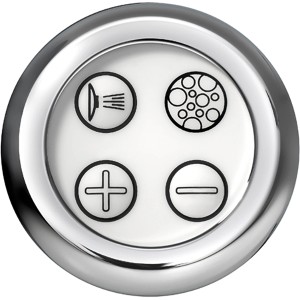 Ottofond Whirlpool Galia I Bedienelement mit Symbolen für Massage, Luftsystem und Temperatur.