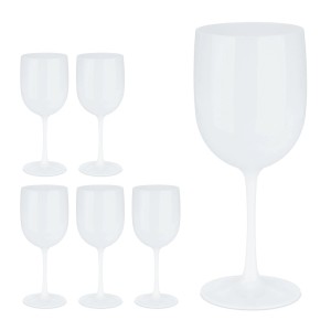 6er Set weiße Weingläser aus Kunststoff, bruchfest, für Partys und Picknick.