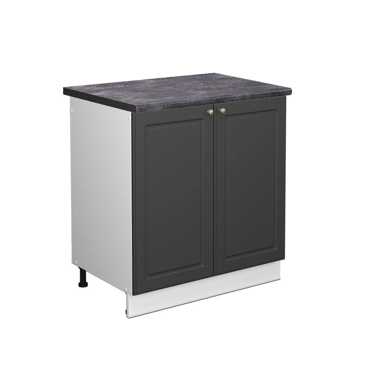 Vicco Spülenunterschrank Fame-Line Anthrazit-Gold Weiß 80 cm AP Anthrazit