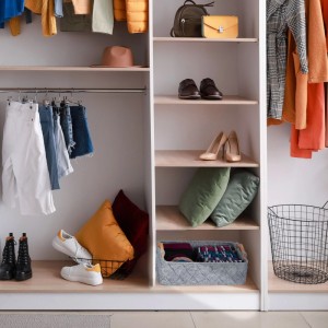 Relaxdays Schrank-Organizer Filz Holz Dunkelgrau 8-teilig 19 cm x 42 cm x 31 cm