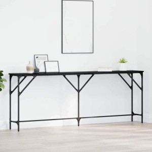 vidaXL Konsolentisch, schwarz, Eichen-Optik, 200 cm breit, mit Metallgestell. Ideal als Wohnzimmertisch.