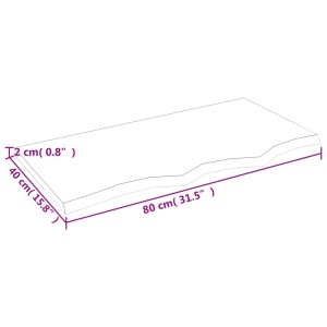 vidaXL Waschtischplatte 80x40cm, Massivholz unbehandelt, Naturkante.
