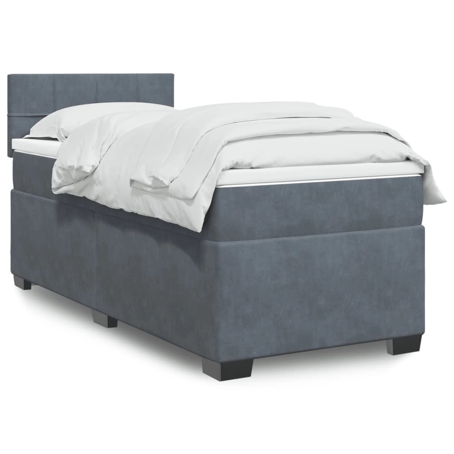 vidaXL Boxspringbett mit Matratze Dunkelgrau 80x200 cm Samt 3288463 günstig online kaufen