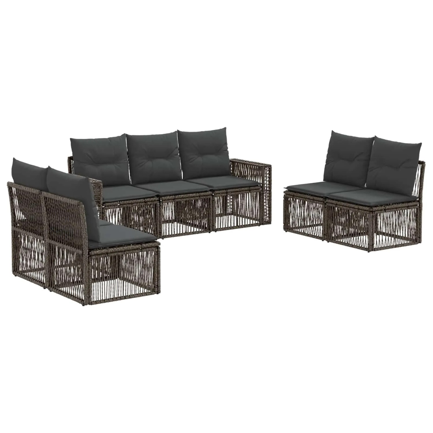vidaXL Gartensofa-Set 7-Tlg Grau und Dunkelgrau Poly-Rattan 3435092