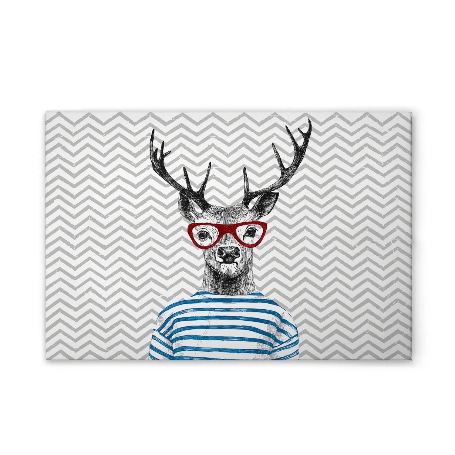 Tadessi Leinwandbild - M1-No.51030 - Retro Hirsch Bunt - 120 x 80 cm - Hochformat