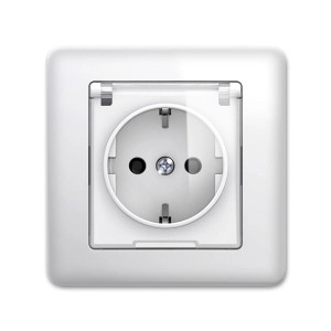 TEM EKONOMIK Schuko Steckdose Weiß mit Klappdeckel