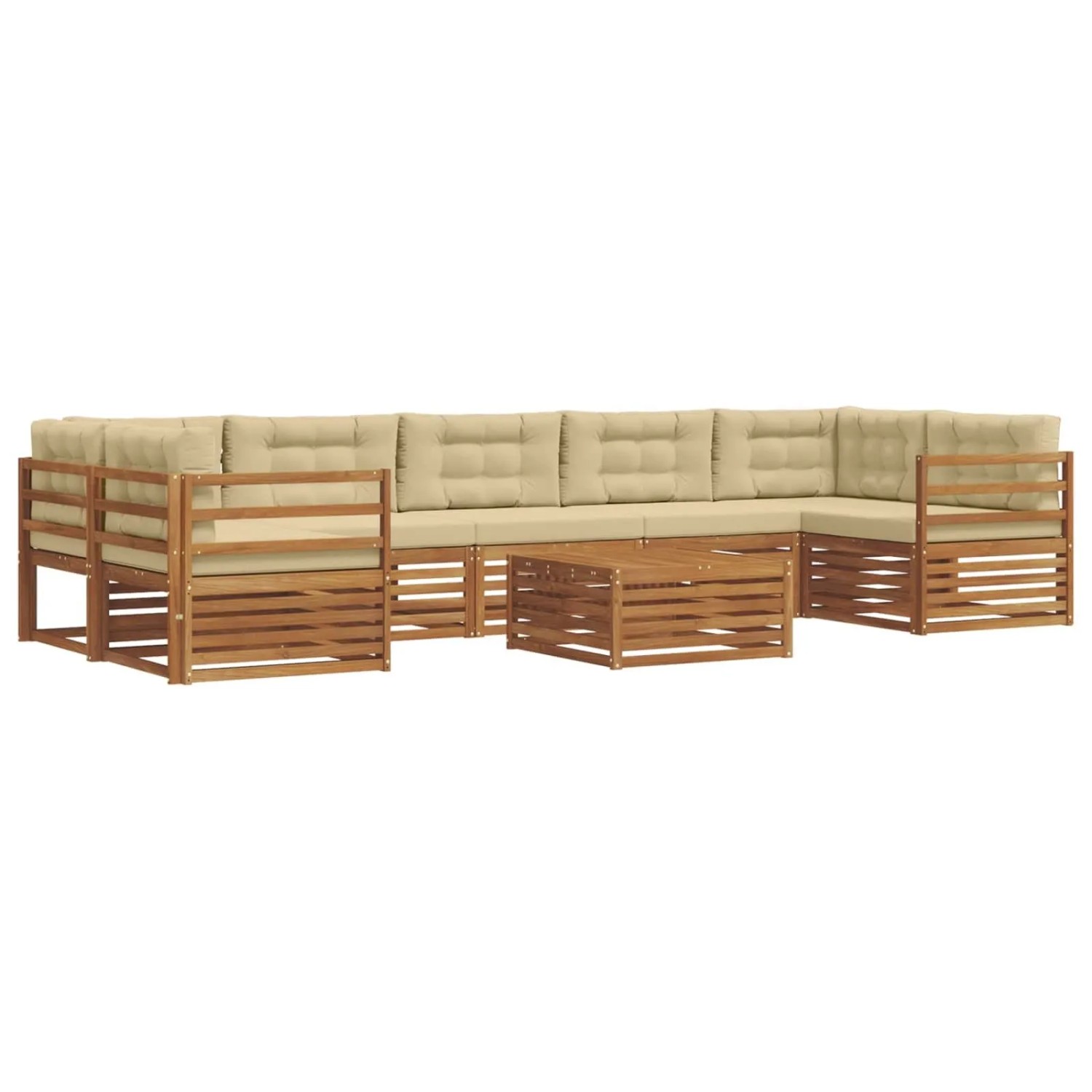 vidaXL Outdoor-Sofagarnitur mit Kissen 8-Tlg Natur und Beige 3373163