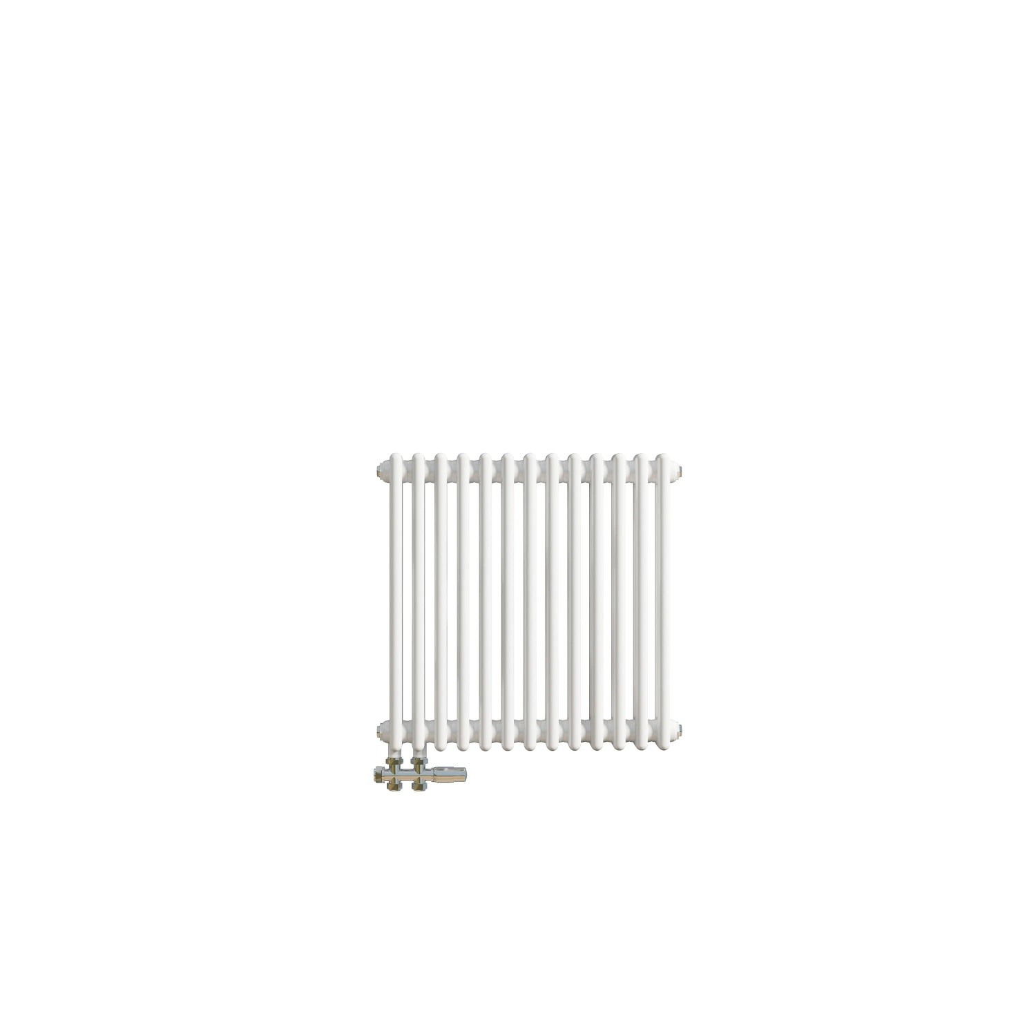 Duschparadies 2 Säulen Traditioneller Heizkörper in Gusseisen-Optik 600x605mm 671W für Warmwasserbetrieb Weiß