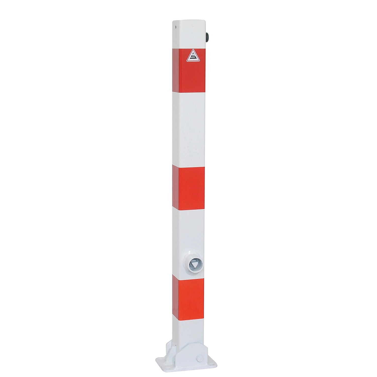 Schake Absperrpfosten Umlegbar Dreikant Einbetonieren 70 mm x 70 mm Weiß Rot