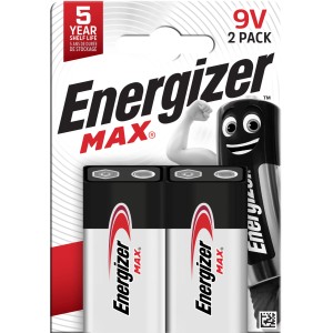 Energizer Max 9V E-Block Alkaline Batterien, 2er-Pack. Batterie für Geräte mit hohem Strombedarf.