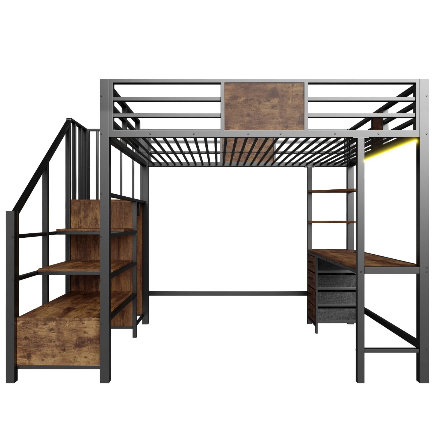 Merax Hochbett Metall 140x200 cm Schreibtisch LED