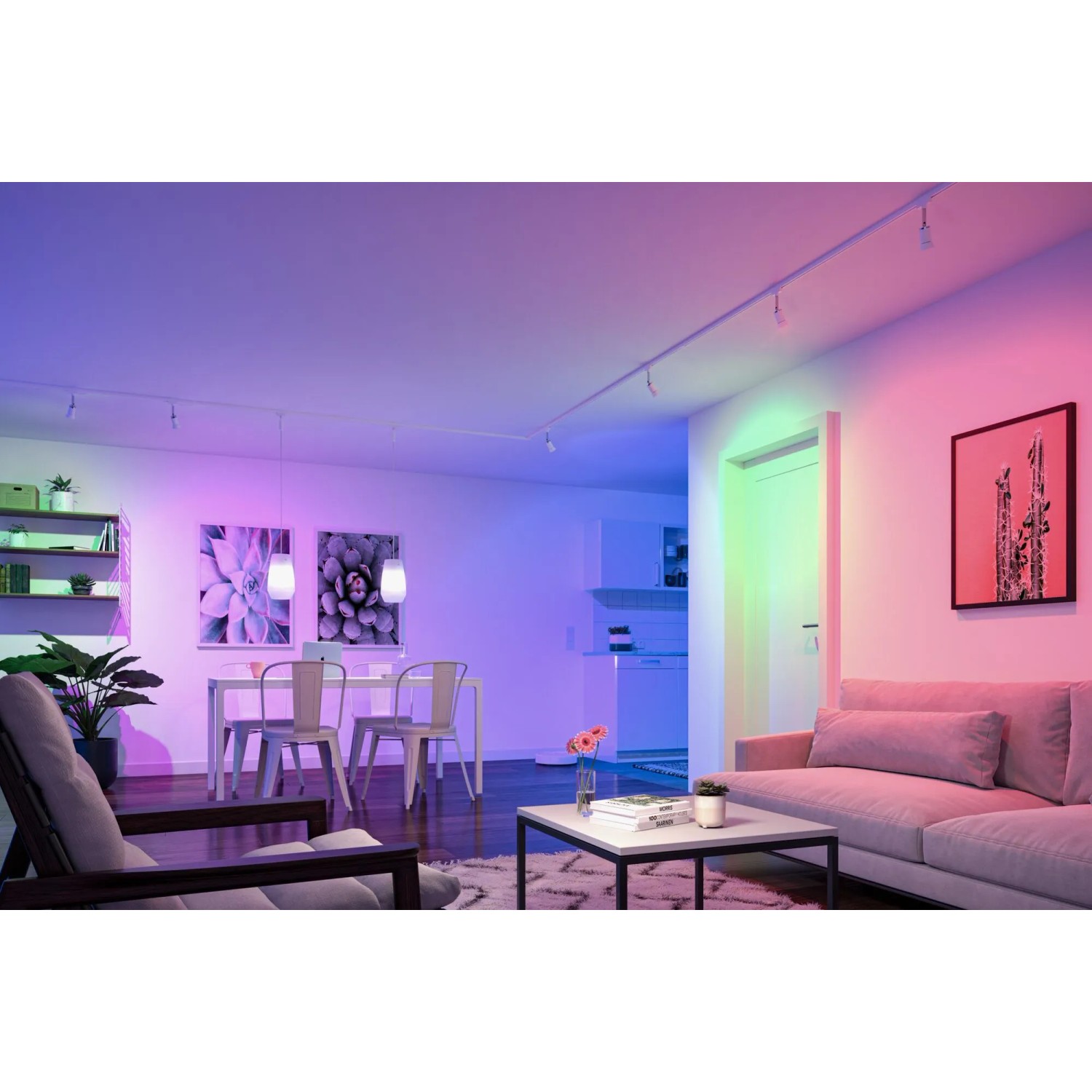 Wohnraum mit Paulmann E14 LED Kerzenleuchtmittel in verschiedenen Farben.