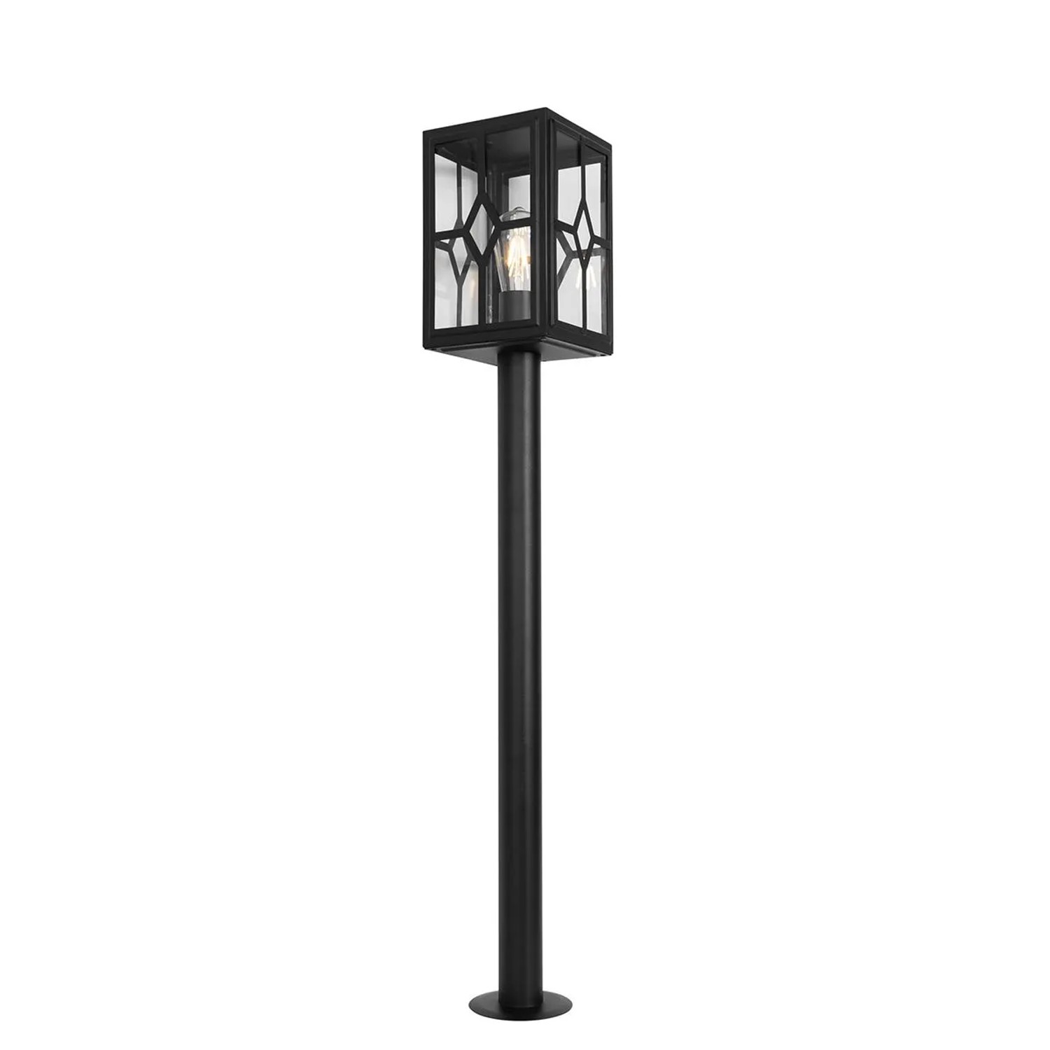 Schwarze QAZQA Stehleuchte Dover für den Außenbereich, 100 cm hoch, klassisches Design.