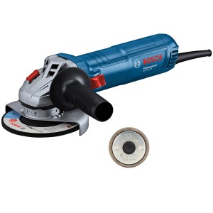 Bosch Professional GWS 12-125 Winkelschleifer mit Zusatzhandgriff und Überwurfmutter.