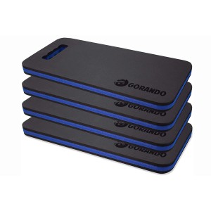 Vier blaue Gorando Premium Kniekissen/Sitzkissen (44x22cm) für Garten, Haus und Werkstatt.