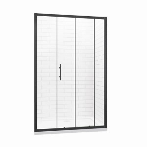 Duschparadies Duschtür 150 x 185cm Schiebetür Nischentür 5mm ESG Sicherheitsklarglas Dusche Schwarzrahmen
