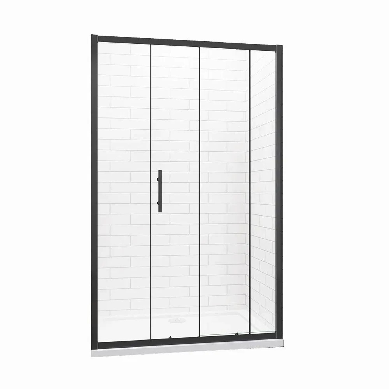 Duschparadies Duschtür 150 x 185cm Schiebetür Nischentür 5mm ESG Sicherheitsklarglas Dusche Schwarzrahmen