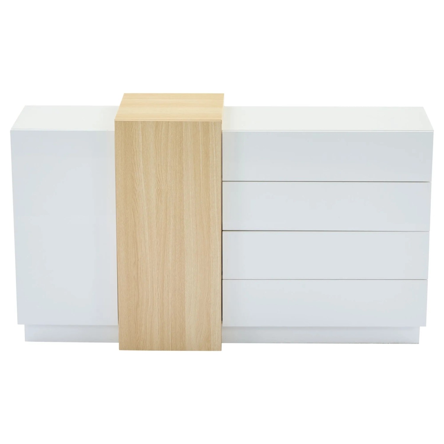 okwish Sideboard mit Stauraum Minimalistisch Esszimmer 140x35x76cm Weiß
