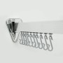Flexible, formbare Duschvorhangstange (300 cm, Chrom) mit Wandhalterung und Vorhanghaken.