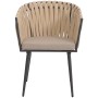 Proregal 2er-Set Aluminium-Gartenstuhl HxBxT 82x61x57 cm Sitzhöhe 50cm Olefin Seilgeflecht Rope Creme Kissen Hellbraun Outdoor Stuhl Armlehne_5