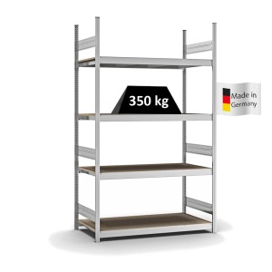 PROREGAL Weitspannregal, Stecksystem, 4 Ebenen, 250x150x60 cm, Fachlast 350 kg, verzinkt.
