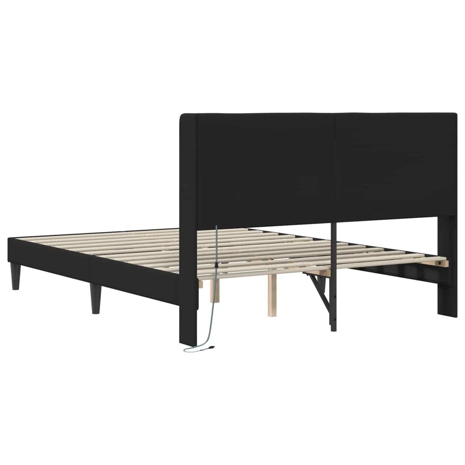 Schwarzer vidaXL Bettrahmen mit LED, 160x200 cm, Kunstleder.